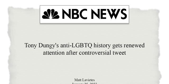 NBC News took aim at NBC Sports' Tony Dungy over his "anti-LGBTQ" history. 