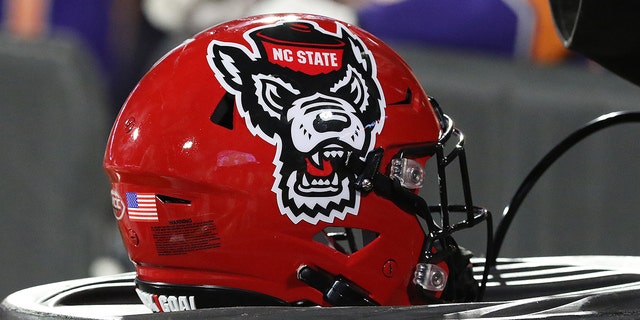 N.C. State helmet during their game against the Clemson Tigers on Oct. 1, 2022, at Clemson Memorial Stadium in South Carolina.