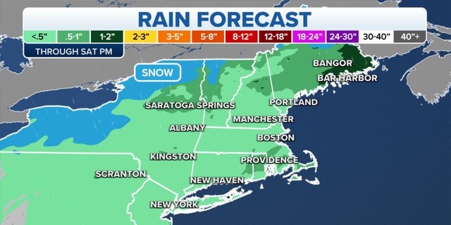 Rain forecast across the Northeast through Saturday afternoon