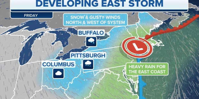 A developing East Coast storm on Friday