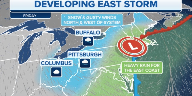 A developing East Coast storm on Friday