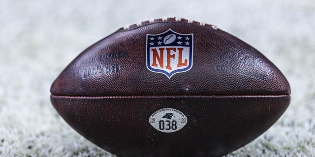 An NFL football at the game between the New Orleans Saints and the Carolina Panthers at Caesars Superdome in New Orleans on Jan. 8, 2023.