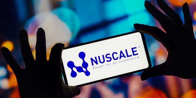 NuScale Power logo displayed on a smartphone on October 5, 2022.