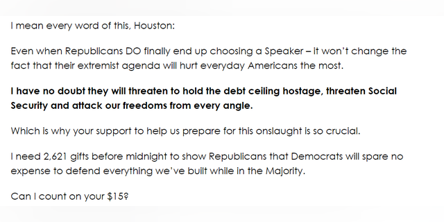 Nancy Pelosi cashes in on messy GOP House speaker fight Fundraising email from former House Speaker Nancy Pelosi, D-Calif.