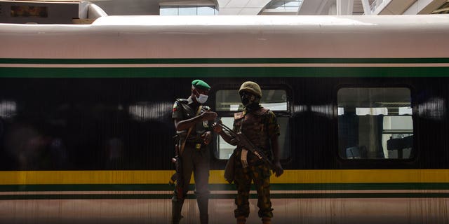Security at the Ebute Metta Station, known as the Mobolaji Johnson Station in 2021. This is the largest railway station in West Africa with a holding capacity of 6000 passengers.