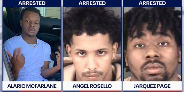 Mugshots of Alaric McFarlane, Angel Rosello and Jarquez Page courtesy of the Polk County Sheriff's Office. 