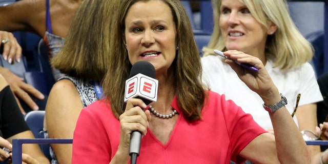 ESPN pundit Pam Shriver comments on the women's semi-finals at the U.S. Open on Sept. 6, 2018, in Queens, New York City.