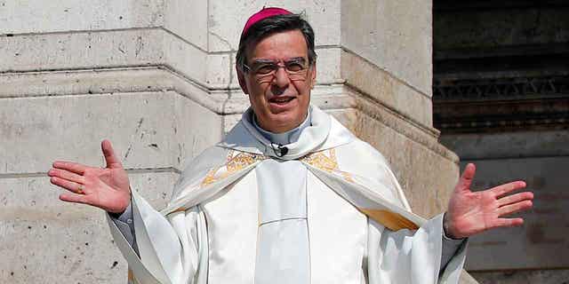 The archbishop of Paris, Michel Aupetit, is pictured on April 9, 2020, in Paris. French police are investigating an allegation that Aupetit sexually assaulted a woman who is under legal protection as a vulnerable person, prosecutors said on Jan. 4, 2023. 