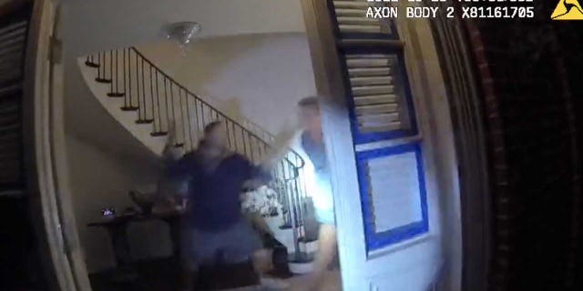 Screen capture from body camera video following the alleged assault of Paul Pelosi by David DePape in San Francisco on October 28, 2022.