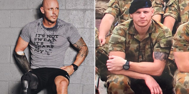 Paul de Gelder is shown today on the left — and in earlier years with the Australian Army. He said that "in eight seconds," so much that he cared about was "stolen away" from him. He worked hard to get it all back.