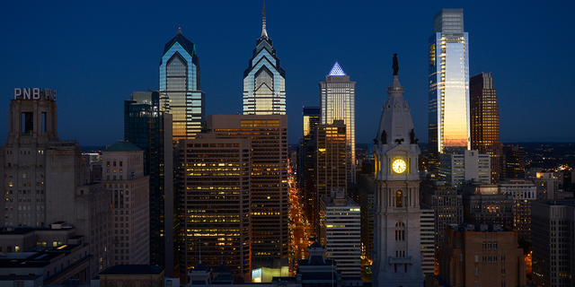 Philadelphia skyline at night