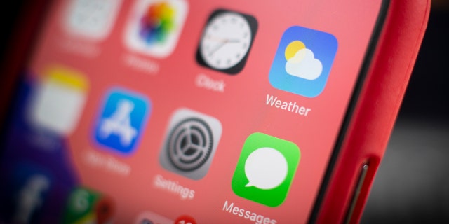 The Messages application is seen on an iPhone in this photo illustration on Jan. 29, 2019.