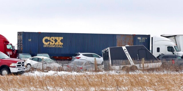 Emergency crews respond to a multi-vehicle crash in both the northbound and southbound lanes of Interstate 39/90 on Friday, January 27, 2023 in Turtle, Wisconsin.