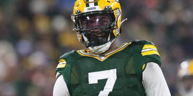 Packers linebacker Quay Walker during the Lions game at Lambeau Field on Jan. 8, 2023.