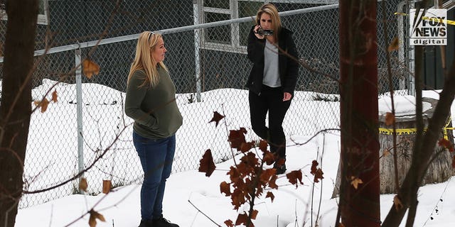 Anne Taylor, left, joins investigators visiting the King Road crime scene Jan. 3, 2023. The house was the scene of a quadruple homicide in November last year, and the victims were all students at the University of Idaho. Taylor will be defending Bryan Kohberger, who is charged with the murder.