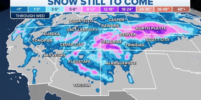 Snow still expected in the western U.S. through Wednesday