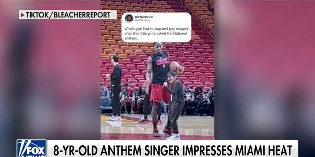 Déi jonk Pranysqa Mishra huet Membere vun der Miami Heat beandrockt wéi si praktizéiert huet d'Nationalhymn virun engem NBA Spill ze sangen. 
