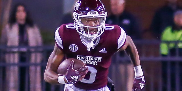 Rodarius Thomas of Mississippi State runs against the Georgia on Nov. 12, 2022, at Davis Wade Stadium in Starkville, Mississippi.