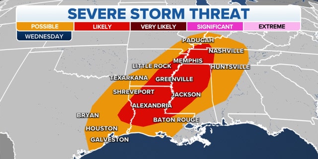 The threat of severe storms on Wednesday in the Four Corners