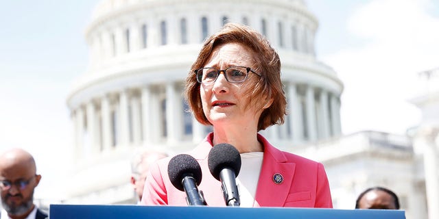 Rep. Suzanne Bonamici joins members of Congress and advocates outside the U.S. Capitol on June 9, 2022.