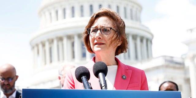 Rep. Suzanne Bonamici joins members of Congress and advocates outside the U.S. Capitol on June 9, 2022.