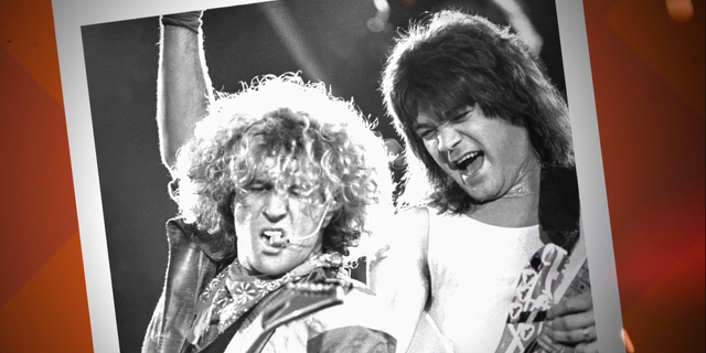 Sammy Hagar and guitarist Eddie Van Halen during the band Van Halen's "5150" tour, 1986.