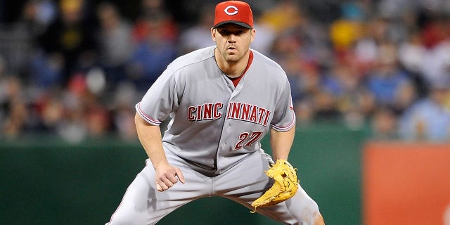 Scott Rolen #27 of the Cincinnati Reds stands ready at third base during the game against the Pittsburgh Pirates on September 29, 2012 at PNC Park in Pittsburgh, Pennsylvania.