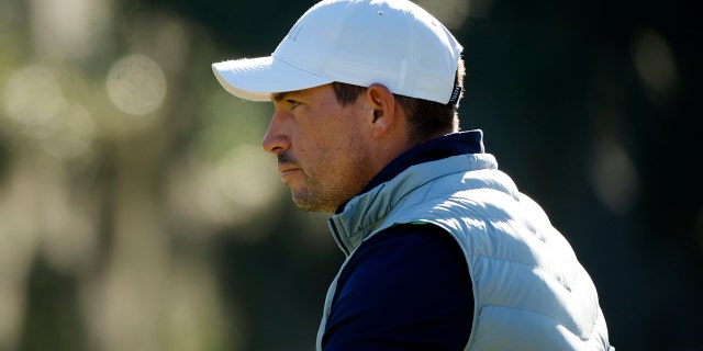 Scott Stallings of the United States walks on the 3rd green of the Sea Island Resort Plantation Course on November 18, 2022 in St. Simons Island, Georgia.