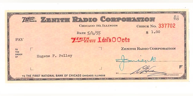 Zenith employee and inventor Eugene Polley was paid $1 for the rights to his design for the Flash-Matic, the first wireless television remote control.