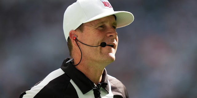 Referee Shawn Hochuli during the Miami Dolphins vs.  Cleveland Browns at Hard Rock Stadium on November 13, 2022 in Miami Gardens, Florida.