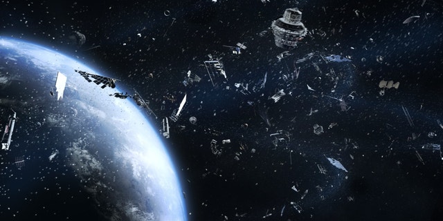 Space junk orbit planet Earth