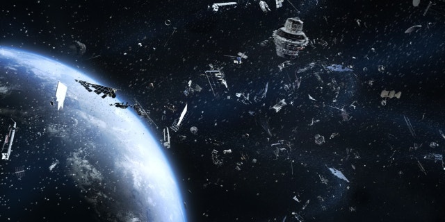Space junk orbit planet Earth