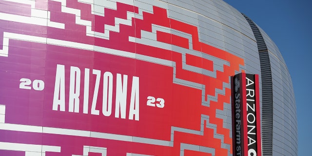 General view of State Farm Stadium on Jan. 28, 2023 in Glendale, Arizona. State Farm Stadium will host the NFL Super Bowl LVII on Feb. 12.