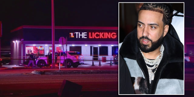 A split photo of The Licking restaurant in Miami Gardens on Jan. 5, 2023, and French Montana in Manhattan on December 01, 2022, in New York City. 