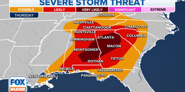 Severe weather threat Thursday, Jan. 12, 2023.