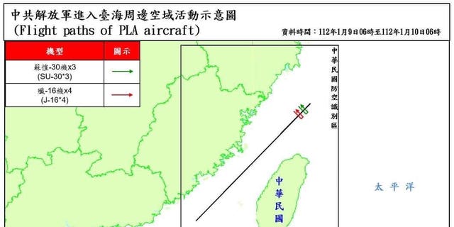 Το υπουργείο Εθνικής Άμυνας της Ταϊβάν ανέφερε στο Twitter ότι 11 κινεζικά αεροσκάφη και τρία πολεμικά πλοία εντοπίστηκαν στα στενά της Ταϊβάν, με επτά αεροσκάφη να περνούν πάνω από μια ανεπίσημη ζώνη ασφαλείας μεταξύ των δύο χωρών.