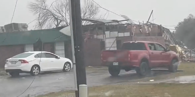 Damage to a nursing home is seen in Deer Park, Texas, following the tornado.