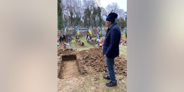 A freshly dug grave in Uzhfrod, western Ukraine. 