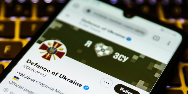 Twitter of the Ministry of Defense of Ukraine is displayed on a mobile phone screen Feb. 15, 2022. Ukraine has had to endure Russian cyberattacks for years.