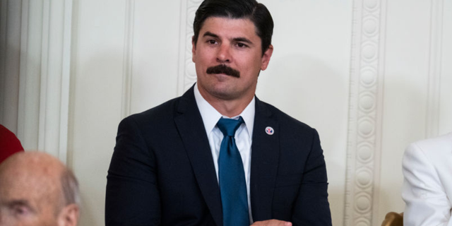 Richard Trumka Jr. is seen as President Joe Biden speaks during a ceremony to present 17 Presidential Medals of Freedom, the nation's highest civilian honor, at the White House on Thursday, July 7, 2022.Â
