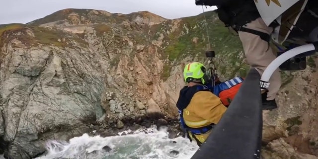 CHP H-30 lowered a El Cerrito Fire Helicopter Rescue Technician (HRT) to the scene who assisted in the extrication and rescue of two adults.