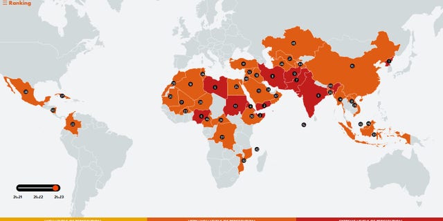 The Open Doors US World Watch List shows the top 50 countries where Christians are persecuted for their faith.