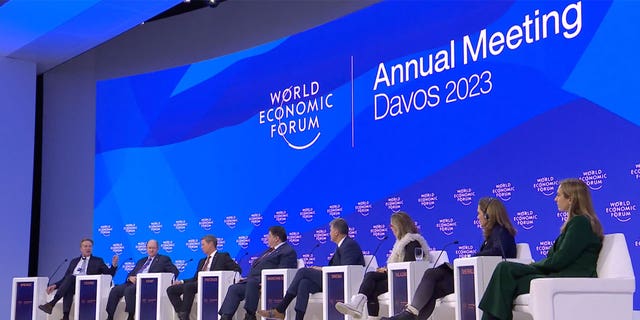 Sen. Joe Manchin, D-W.V., participated in a panel with other prominent politicians at the World Economic Forum in Davos, Switzerland on Jan. 17, 2023.