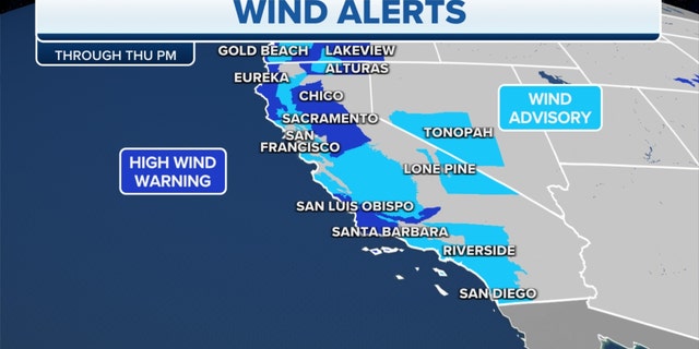 Wind alerts through Thursday afternoon across California