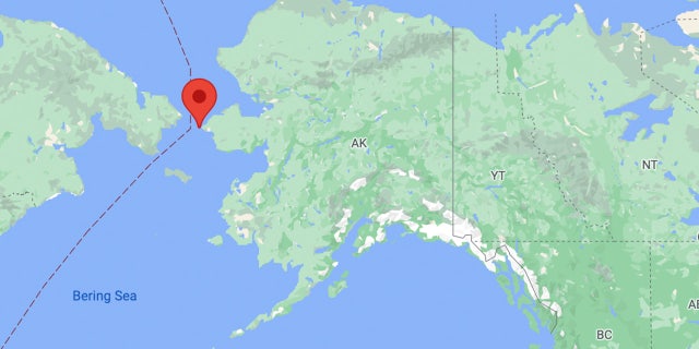 A map showing Wales, Alaska. A woman and boy were killed by a polar bear in the remote village.