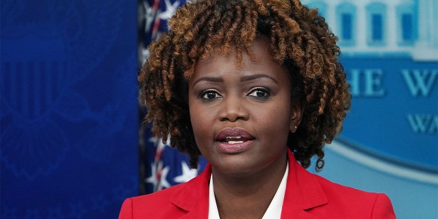 Press secretary Karine Jean-Pierre speaks during the daily briefing at the White House on Jan. 20, 2023. 