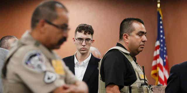 FILE: El Paso Walmart shooting suspect Patrick Crusius pleads not guilty during his arraignment on Oct. 10, 2019, in El Paso, Texas. 