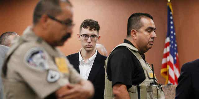 FILE: El Paso Walmart shooting suspect Patrick Crusius pleads not guilty during his arraignment on Oct. 10, 2019, in El Paso, Texas. 