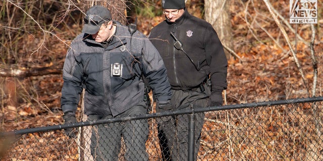 Officers search Ana Walshe's property in Cohasset, Mass., Saturday, Jan. 7, 2023.