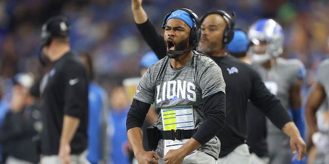 Detroit Lions wide receivers coach Antwan Randle L. during the second half of a game against the Buffalo Bills in Detroit in 2022.